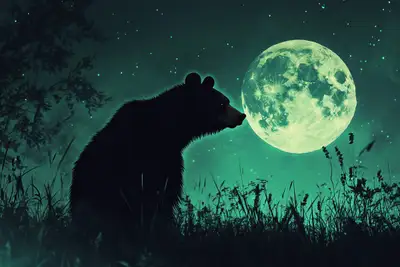 Mystical Moonlit Meadow Silhouette