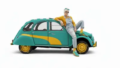 360° Orbit Around Car with Person Pose
