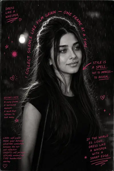Luxury Noir Fashion Editorial Poster with Neon Pink Notes