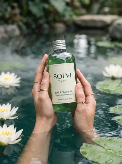 Luxury Green Bath Gel Product Photography