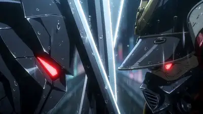 Neon City Bridge Schwertkampf Anime Sequenz