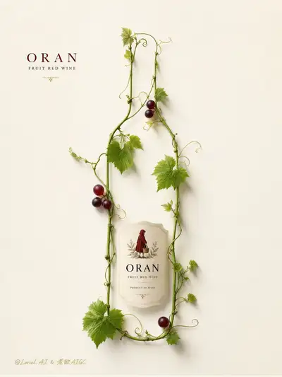 Grapevine Wine Bottle Silhouette Minimalist Poster