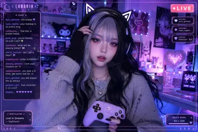 Cyber Gamer Girl Streaming Scene