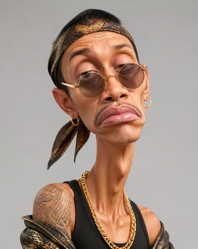 Exaggerated 3D caricature character portrait from reference photo