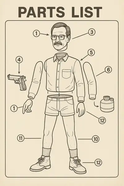 Retro Assembly Diagram Style Prompt