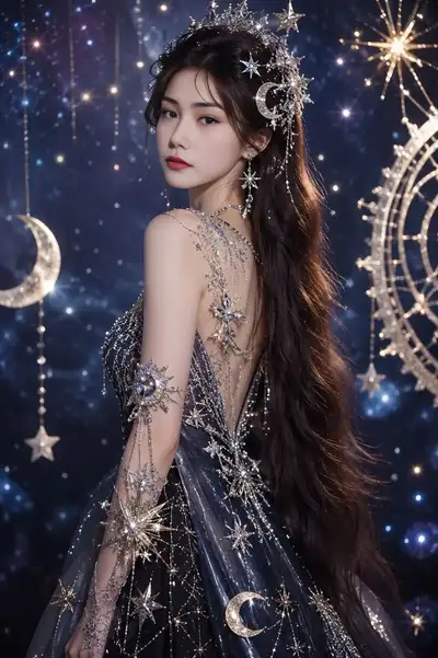 星系细节奢华天体礼服时尚肖像