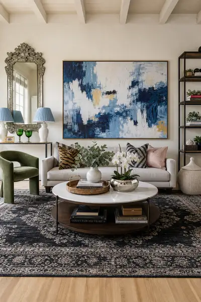 Eclectic modern living room interior photograph