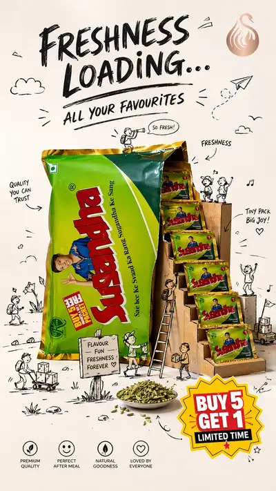 Snack product doodle-style advertising poster