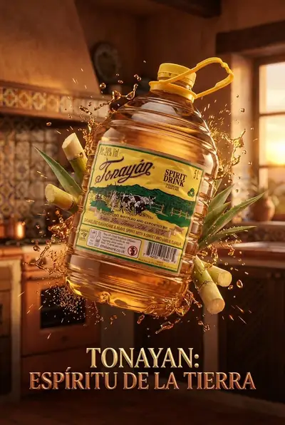 Cinematic product poster with Latin magical realism style