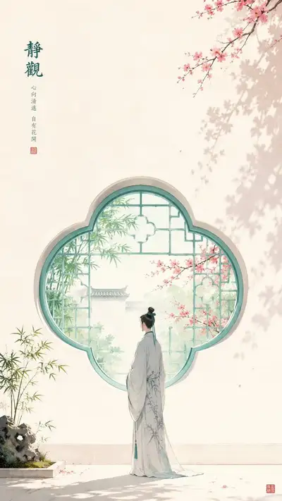 Oriental Zen Minimalist Figure Window Poster