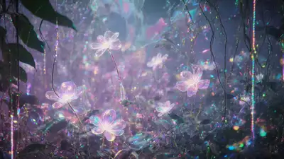 Digital Code Garden Surreal Scene