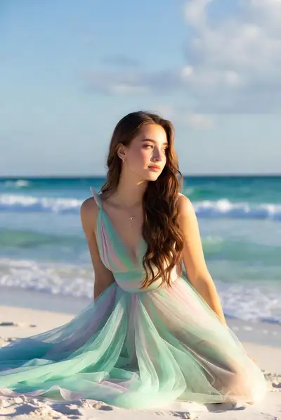 Serene Beachside Portrait Prompt