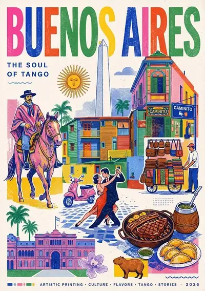 Vintage Argentina Travel Poster Prompt