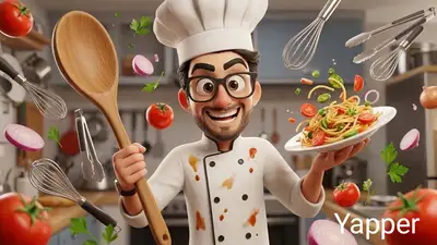 3D Cartoon Chef in Modern Kitchen
