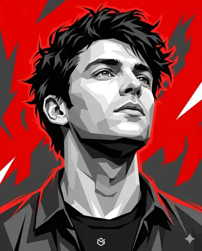 Retrato estilo graphic novel vetorial com raio vermelho