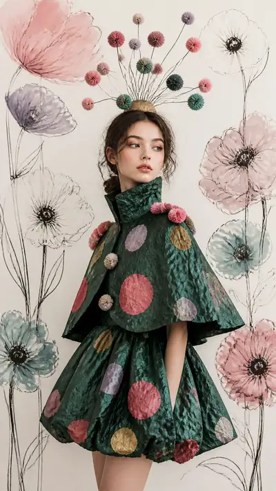 High-Fashion Editorial with Botanical Headpiece