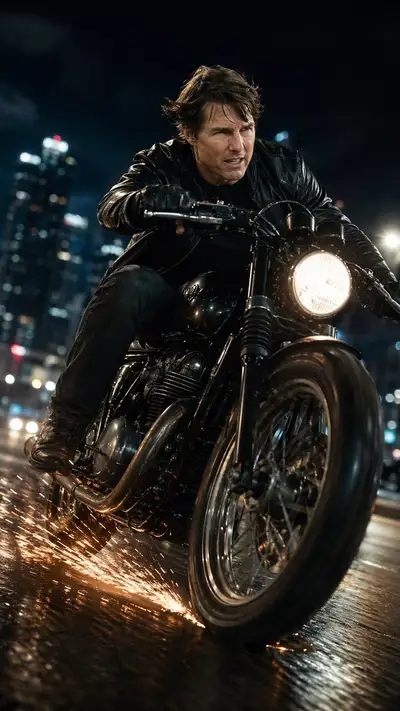 Midnight Neon Motorcycle Ride Cinematic Prompt