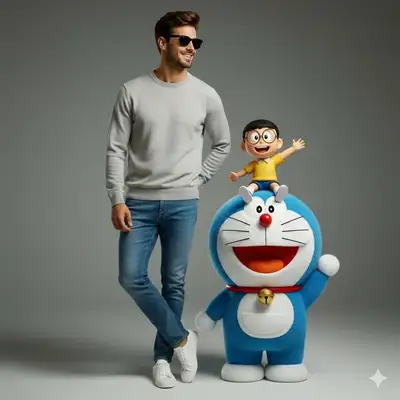 Studio Portrait with Doraemon and Nobita