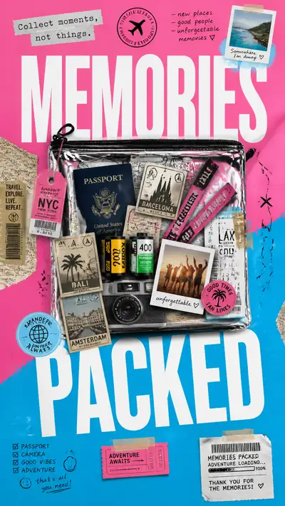 Giant travel pouch memory collage poster