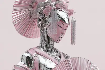 Chrome Android Precision: robotic subject with mirror-finish alloy plating