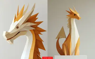 Geometric Paper Dragon Sculpture