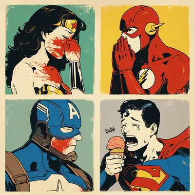Pop Art Superhero Posters with Emotional States