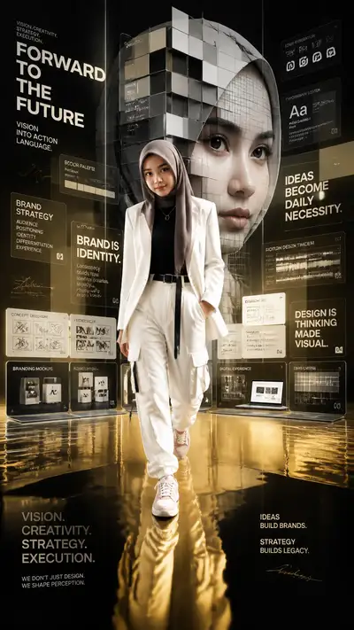 Futuristic personal branding portrait artwork prompt