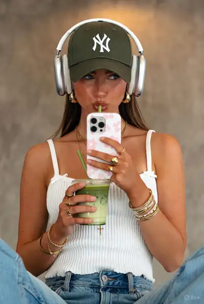 Spiegelselfie mit Eis-Matcha, JSON-Prompt für Grok