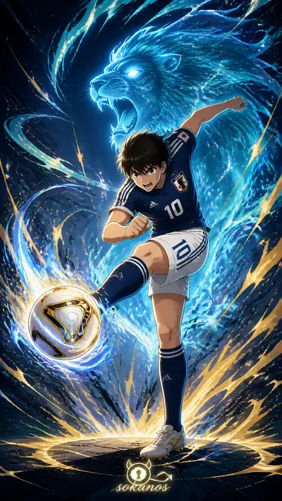 Captain Tsubasa anime style World Cup poster