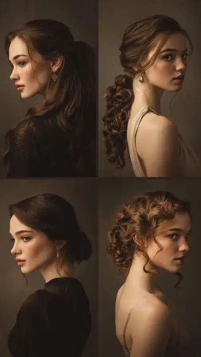 Four Elegant Vintage Hairstyle Portraits