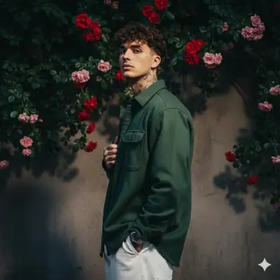 Cinematic Dark Green Portrait With Bold Confident Pose