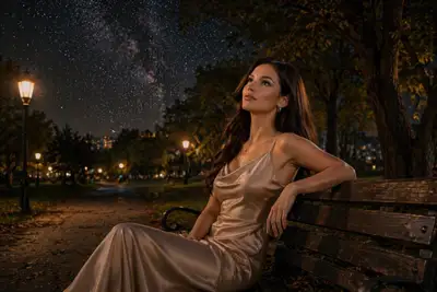 Cinematic Night Park Portrait Prompt