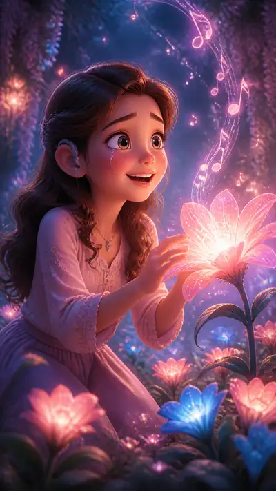 Deaf Girl Hears Music Through Glowing Flowers