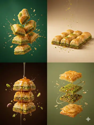 Cinematic Baklava Dessert Photography Series