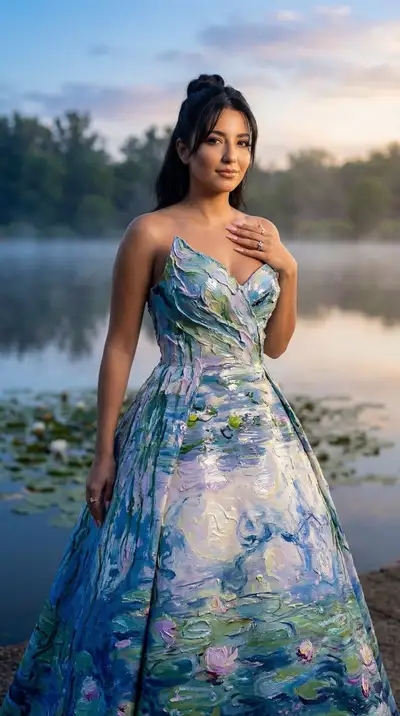 Monet Painted Dress Fashion Portrait