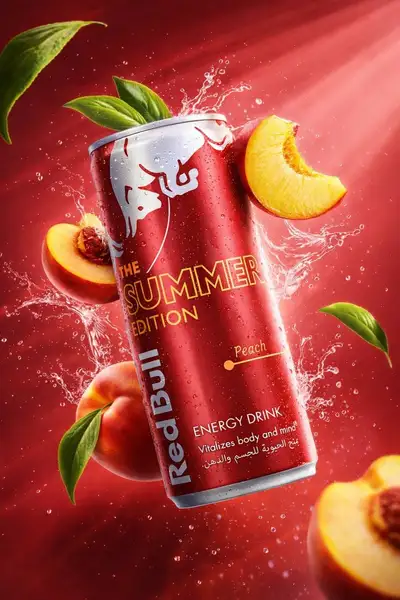 Energy drink can product photography, three flavor variants