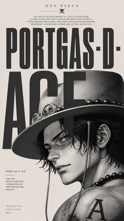 Plantilla de póster de personaje de anime monocromático minimalista