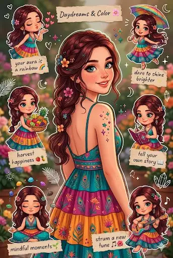 Bohemian Sticker Sheet with Positive Affirmations