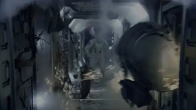 Astronaut Escape Through Collapsing Space Station