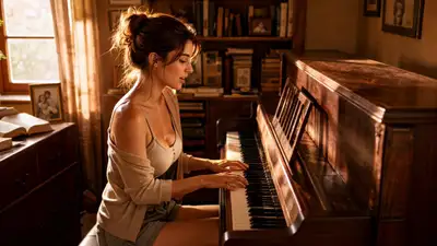 Woman and Cat Piano Duet Video Prompt