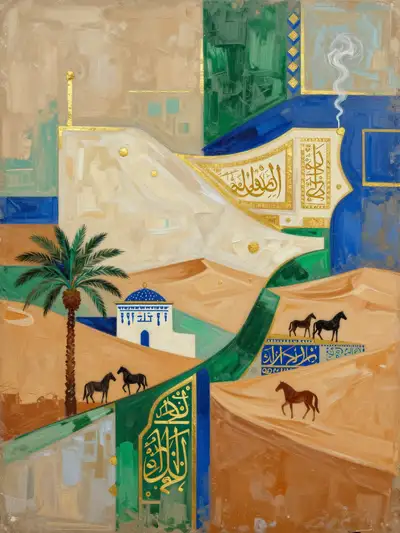 Abstract illustration of Algerian culture and identity