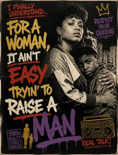Hip hop street poster 1980s raise a man quote