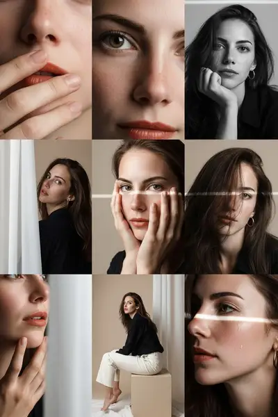 3x3 beauty editorial photo grid template
