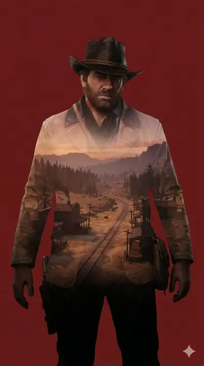 Red Dead Redemption 2 Double Exposure Wallpaper Prompt
