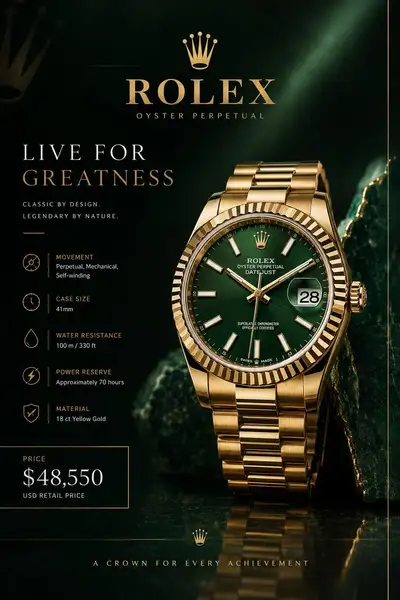Luxury Watch Advertisement Poster Template