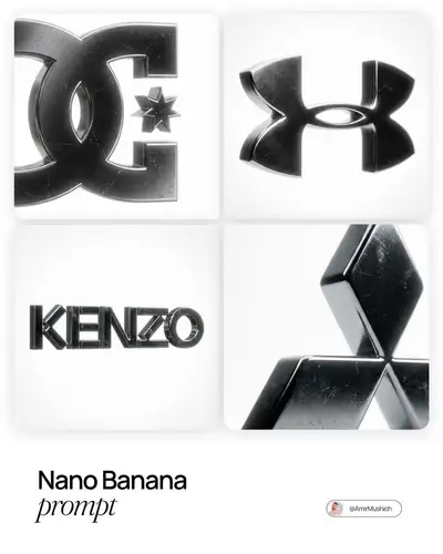Brand logo rendered as a polished chrome 3D object