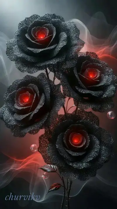 Time-lapse 3D Blooming Black Rose Animation