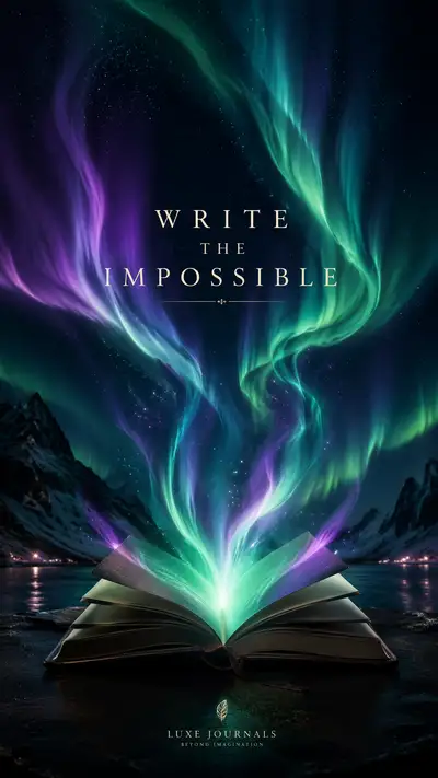 Luxury notebook aurora borealis advertising poster