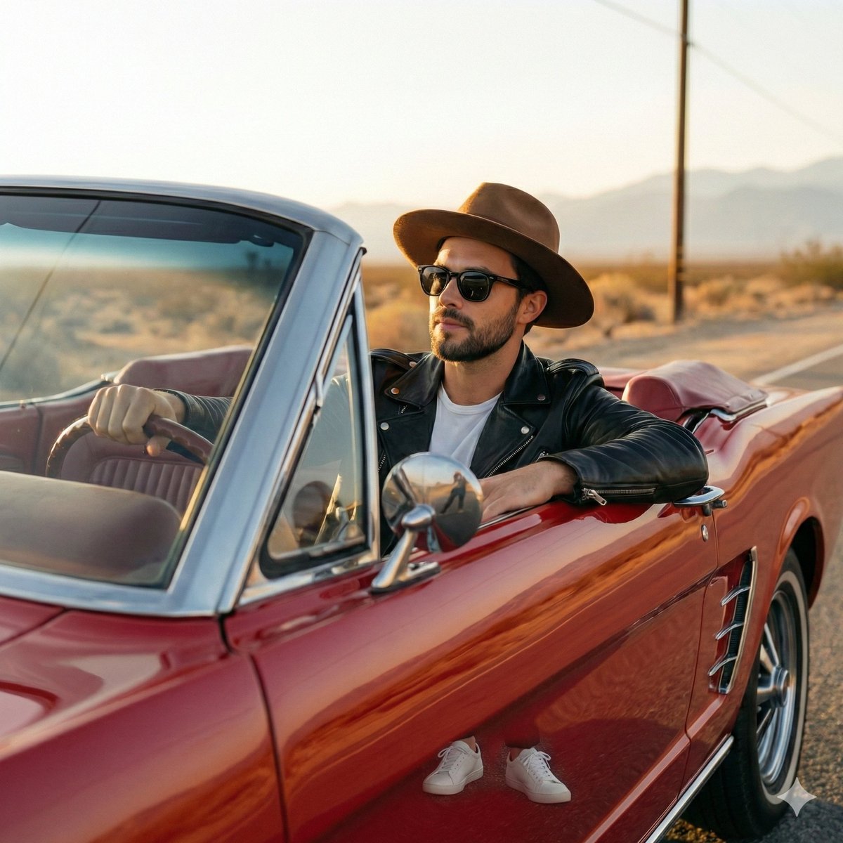 Cinematic Desert Highway Fashion Portrait - Structured JSON Prompt