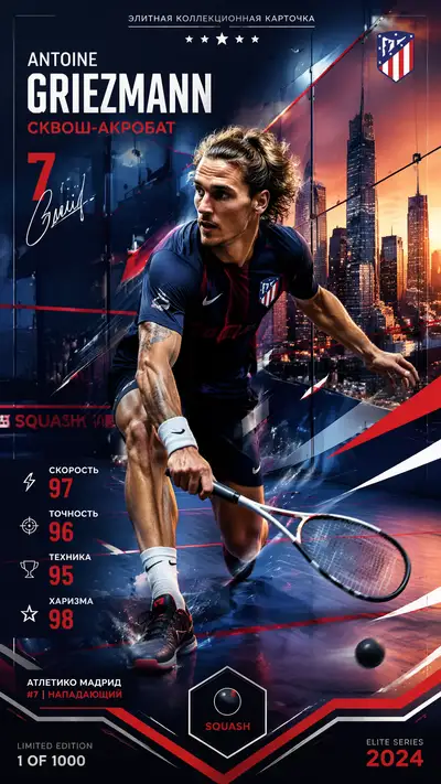 Antoine Griezmann squash acrobat collectible card